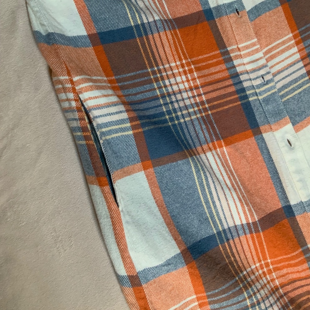 Sundance Orange Blue White Plaid M Long Shirt Dress or Jacket Coastal - Picture 8 of 10